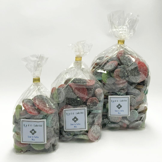 Mix of all  different sour and salty winegum-liquorice, swedish