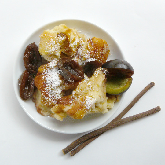 Kaiserschmarrn with liquorice sugar and plum compote