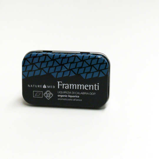 Natural liquorice with anice in a tin, italian
