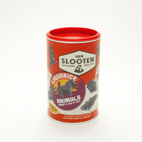 Box with sweet and salty liquorice zoo, dutch