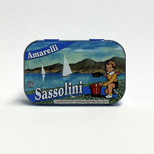 Natural liquorice with sugar coating in the tin, italian