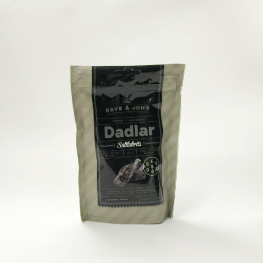 Bag of dates with salty liquorice powder, swedish