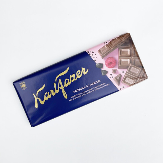 Fazer Schokolade Lakritz-Himbeer, 200g-Tafel