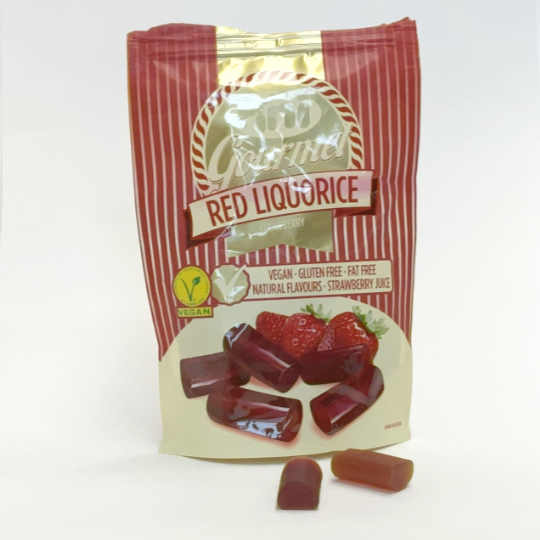 Bag of mild liquorice filled with strawberry, spain