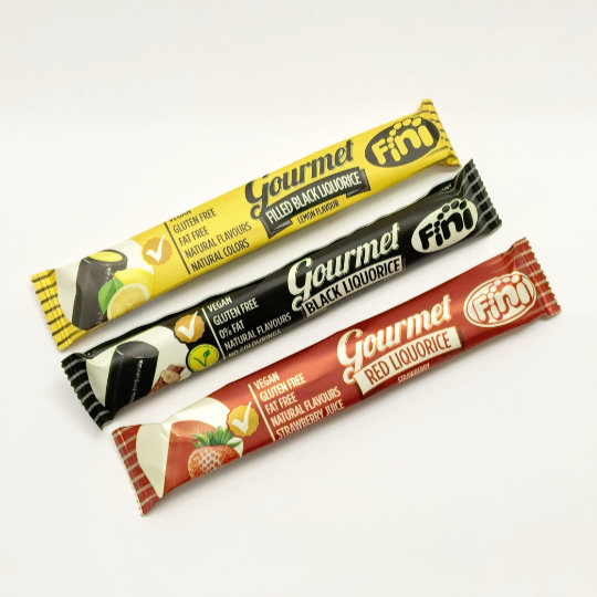 Delicious liquorice bars with 3 flavours, spain