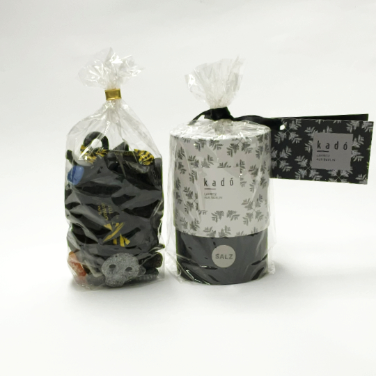 Selection of salty liquorice in the decorative design tin made of cardboard