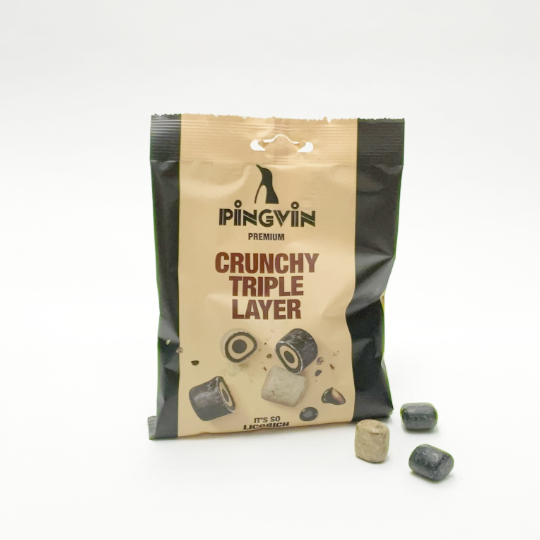Salty Liquorice - Pingvin crunchy salmiak, 90g bag - kadó