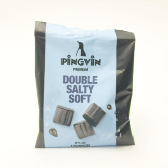 Salty Liquorice - Pingvin double salty soft, 90g bag - kadó