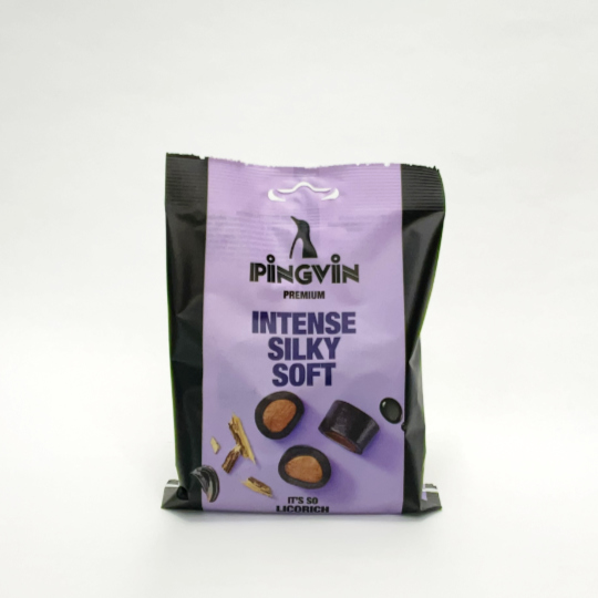 Sweet - Mild Liquorice - Pingvin silky choco, 90g bag - kadó