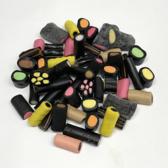 Mix of soft and fruity sweet filled liquorice-rolls