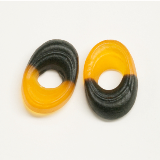 Fruity iquorice curls with orange flavour, finnish