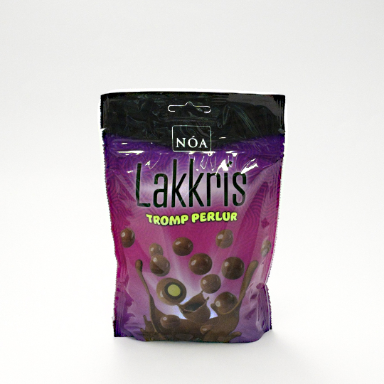 Bag with chocolate marbles with liquorice and cocos, icelandic