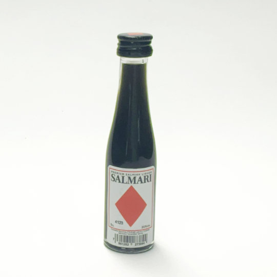 Mini bottle salmiak schnapps with 25% alcohol, finnish