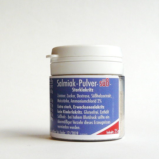 Salmiac powder sweet, tin