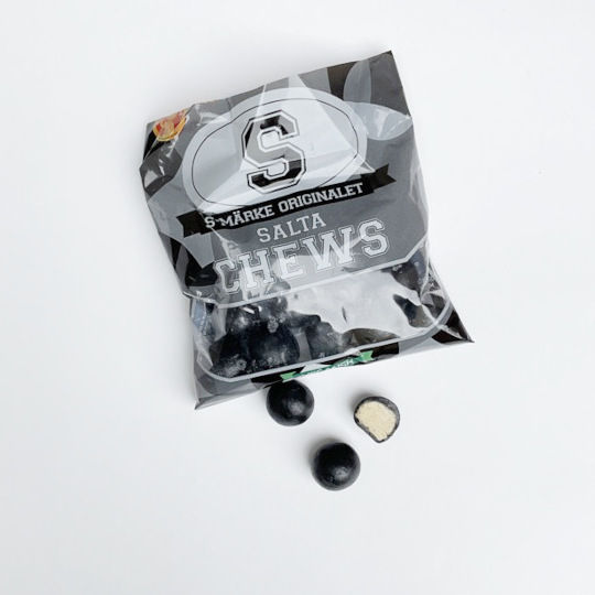 Tangy liquorice marbles filled with strong salty salmiac, swedish