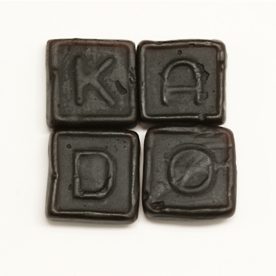 Mild salty alphabet liquorice, danish