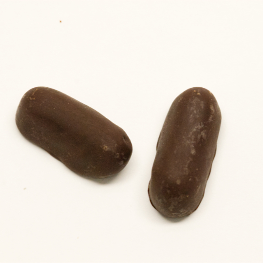 Soft strong salmiak liquorice with pepper covered in dark chocolate, german