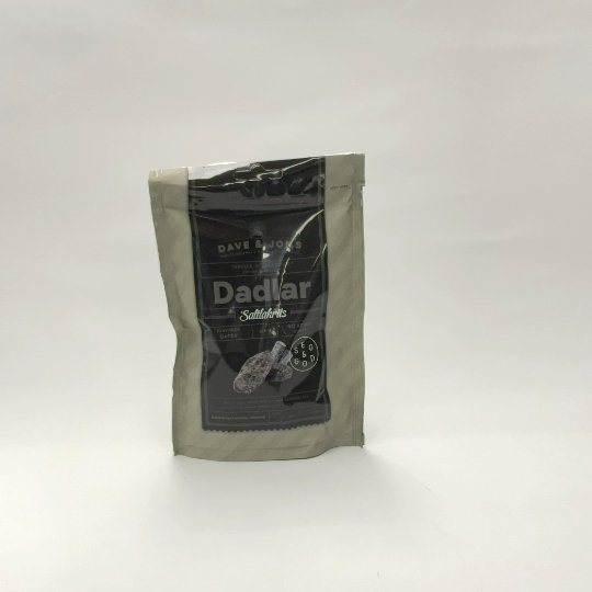 Bag of dates with salty liquorice powder, swedish