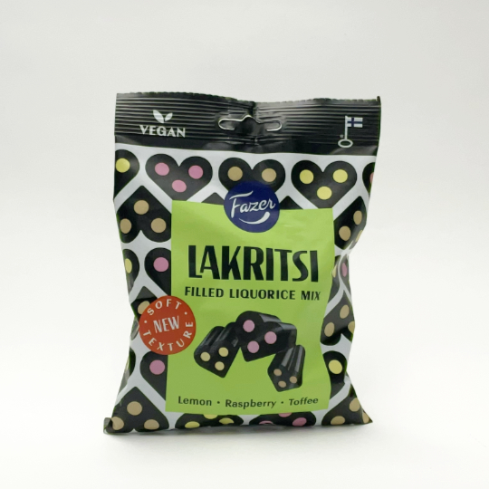 Soft and sweet finnish liquorice selection in a 140g bag