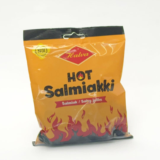 Bag with hot salmiac liquorice, finnish