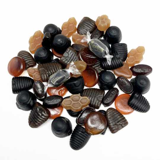 Different liquorice with honey from Europe