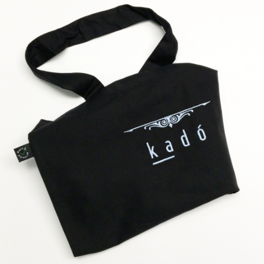 Black organic-cotton bag  with kadó- embroidery, fairtrade