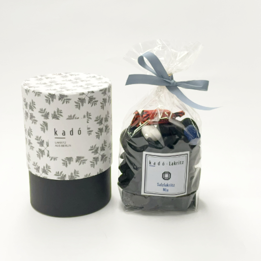 Selection of salty liquorice in the decorative design tin made of cardboard