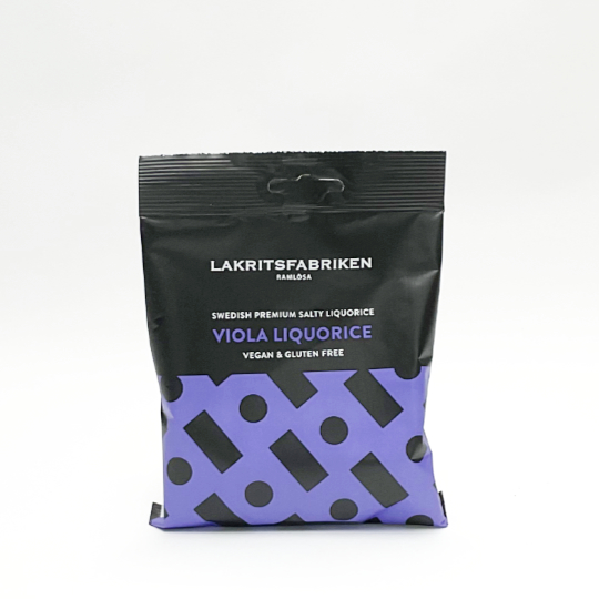 Bag of soft and salty liquorice with the violet