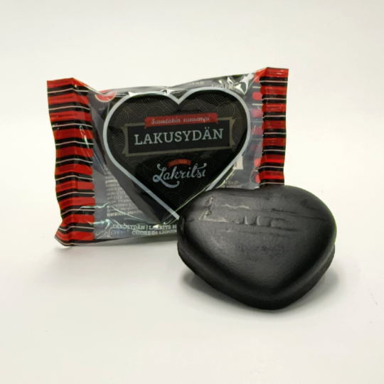 Sweet and delicious liquorice heart, finnish