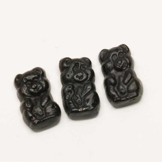 Sweet and chewy liquorice bears with sweetener, dutch