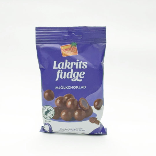 Bag with liquorice toffee covered with milk chocolate, swedish
