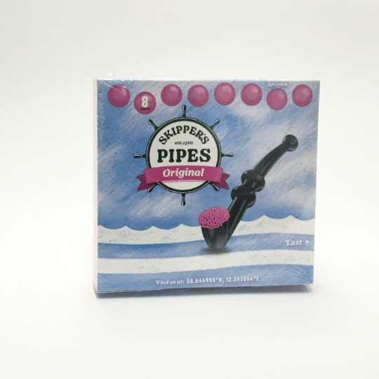 Carton with 8 soft mild liquorice pipes, finnish