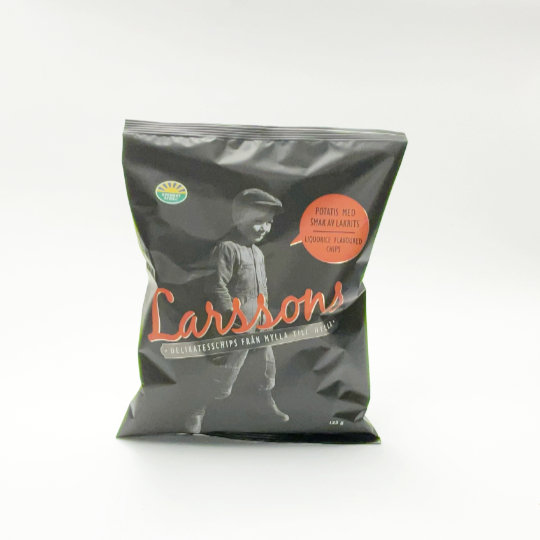 Crunchy potato chips with salty liquorice powder, swedish