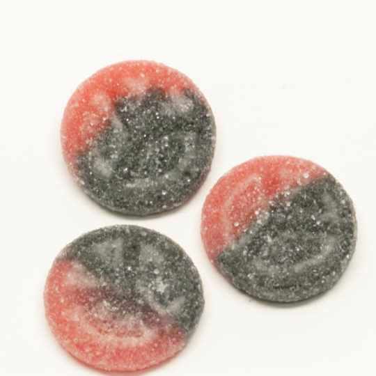 Salty liquorice winegum with strawberry , swedish