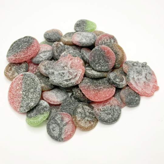 Mix of all  different sour and salty winegum-liquorice, swedish