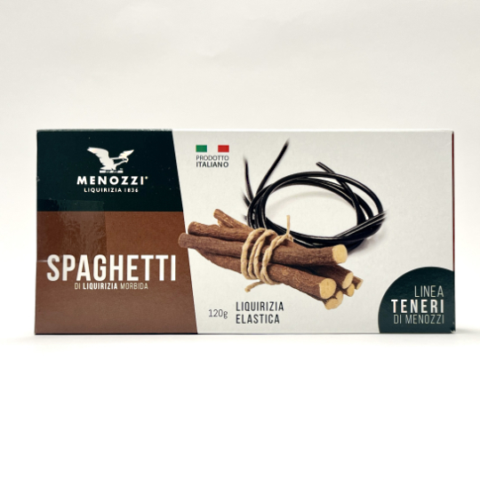 Schachtel milde Lakritzspaghetti-Schnüre, italienisch